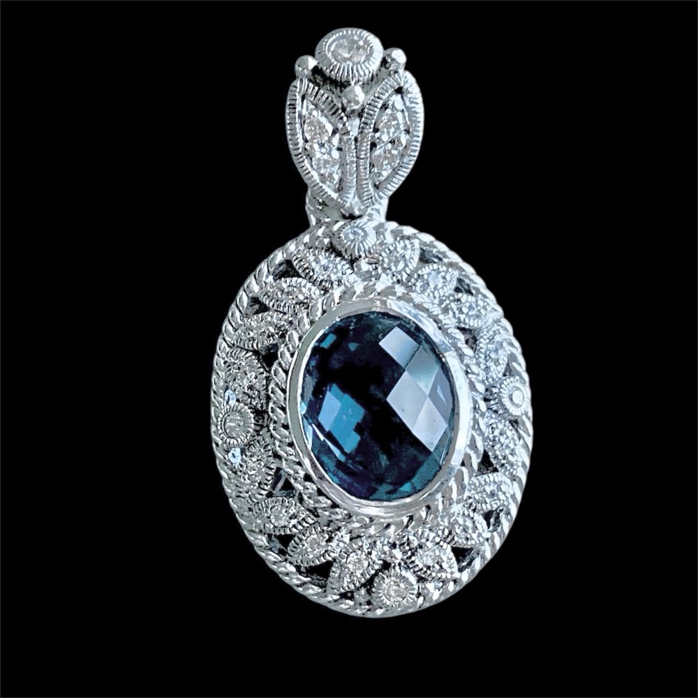 Judith Ripka sterling silver London Blue pendant